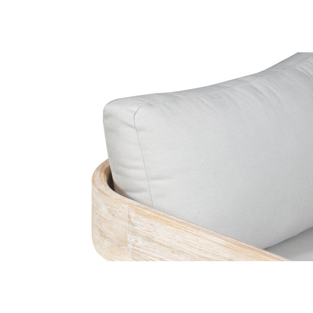 Paradiso Outdoor Solid Teak Wood Chair Natural Look - Light Grey Fabric For Sale - Image 4 of 8