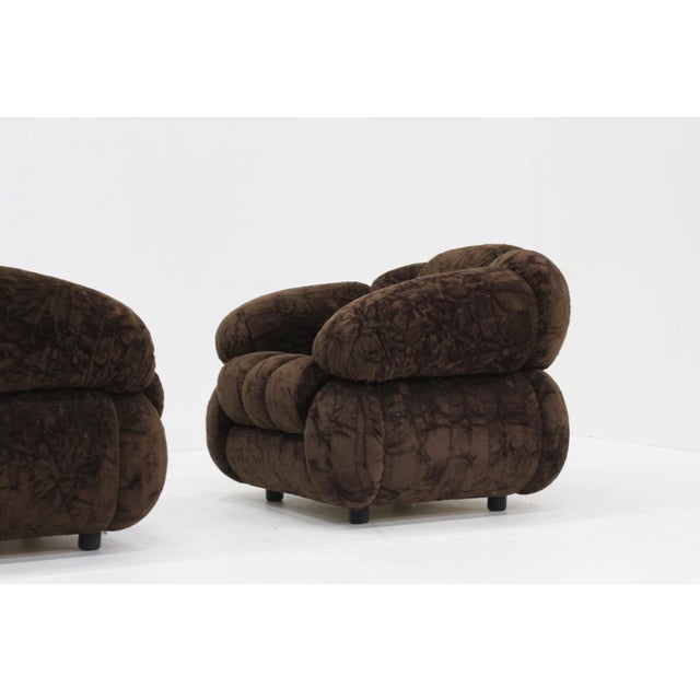 Vintage Italian Chairs in Brown Velvet, 1970s, Set of 2 For Sale - Image 11 of 13