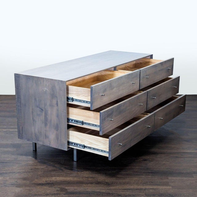 Modern Room & Board Modern 6-Drawer Wood Dresser With Metal Legs For Sale - Image 3 of 13