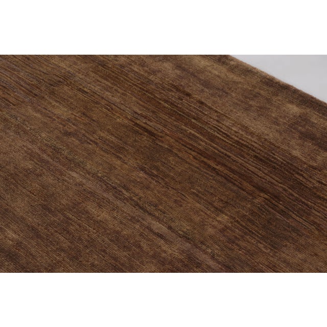Rug & Kilim’s Modern Textural Rug, Rich Tone-on-Tone Brown With Gold Accents For Sale In New York - Image 6 of 7