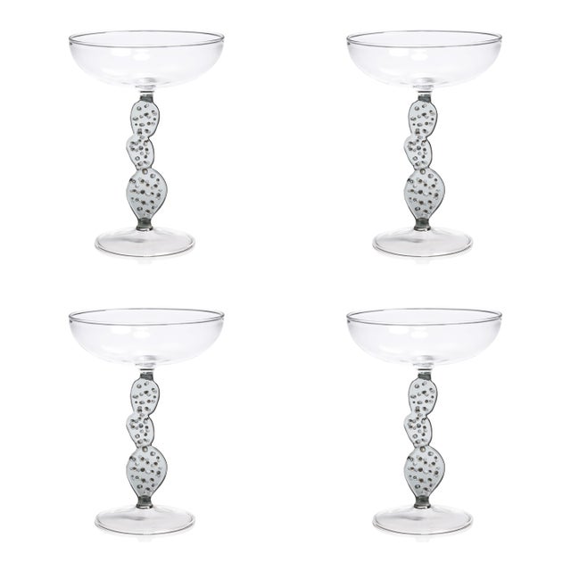 Climbing Cacti Cactus Tequila Cocktail Glasses, Set of 4- Smoke Grey For Sale