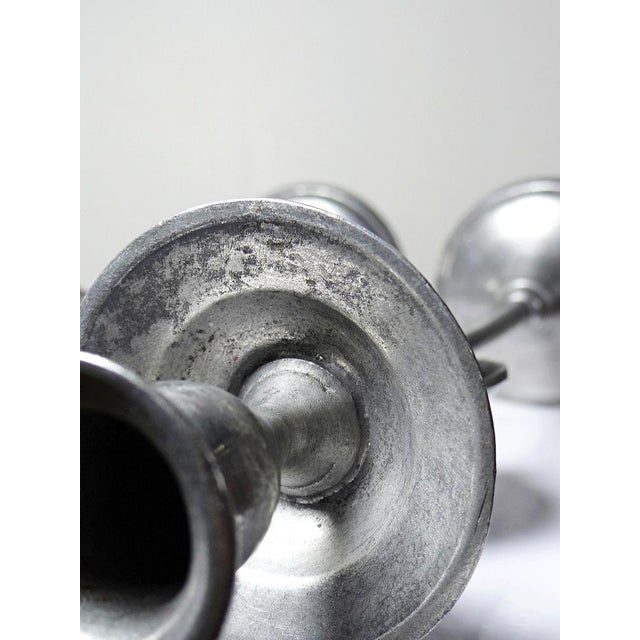 Vintage Silver-Plated Pewter Sun and Moon Handcrafted Candlesticks, 1960s, Set of 2 For Sale - Image 12 of 14