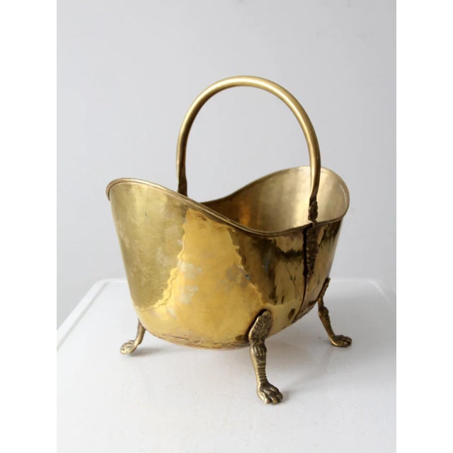 Mid 20th Century Antique Brass Firewood Bucket For Sale - Image 5 of 12
