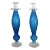 Rare Mid Century Modern Cobalt Blue Spun Glass 15" Candle Holders-A Pair For Sale