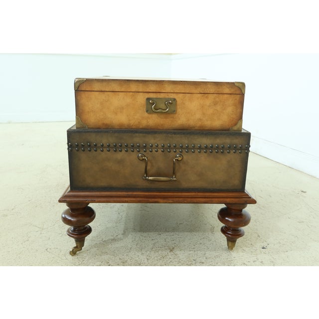 Stacked Leather Trunk Style Coffee End Table Chairish