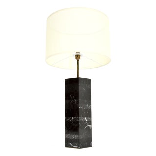 Vintage Marble and Brass Table Lamp, 1970s For Sale