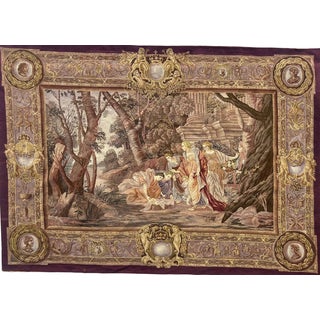 Vintage French Needlepoint Tapestry, 1950s For Sale