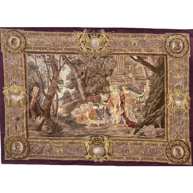 Vintage French Needlepoint Tapestry, 1950s For Sale