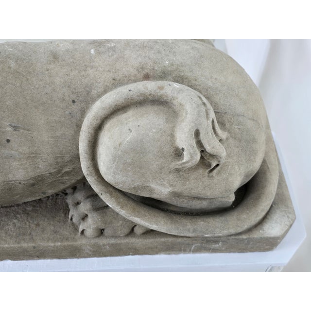 Large Pair Antique Sphinxes Sculptures Solid Marble on Wood Bases For Sale - Image 14 of 14