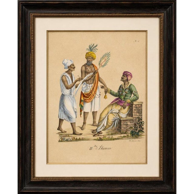 1816 Indian Merchants & Noblemen, Brodtmann Hand-Colored Lithograph This original hand-colored lithograph depicts three...