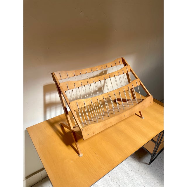 1950s Birch Wood Magazine Rack by Pic a Pipe - Vintage Atomic Style For Sale - Image 9 of 10