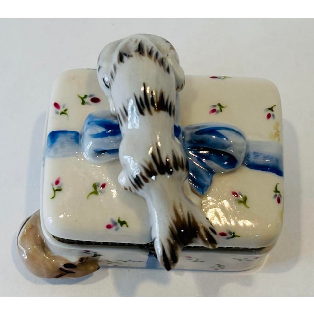 French Porcelain Collectible Box Cat With Mouse For Sale - Image 3 of 12