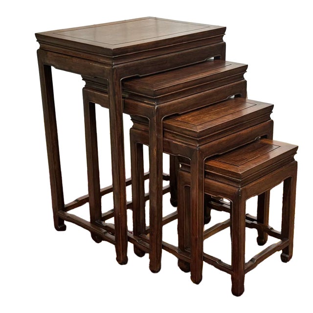 Nesting Mahogany Tables, 1970s, Set of 4 For Sale