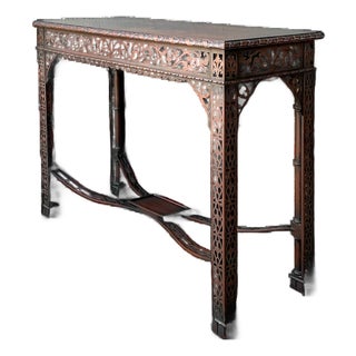 Vintage Carved Fretwork Console Table For Sale