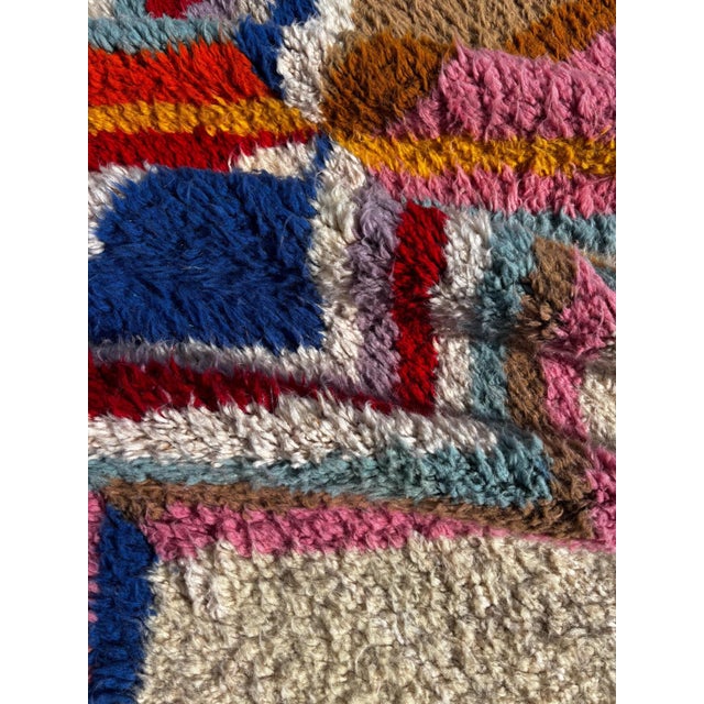 Cream Handmade Boho Floor Carpet With Bold Multicolor Patterns For Sale - Image 8 of 10