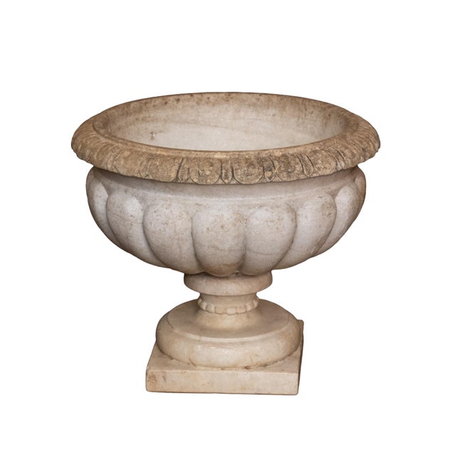 Stone Italian Neo-Classical Wine Cooler or Standing Urn Centerpiece of Carved Marble For Sale - Image 7 of 12