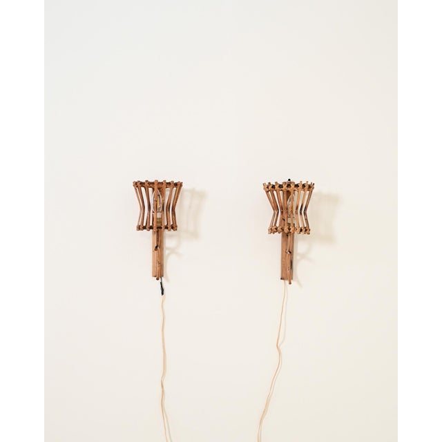 Vintage Bamboo Wall Lights, 1950s, Set of 2 For Sale - Image 9 of 9