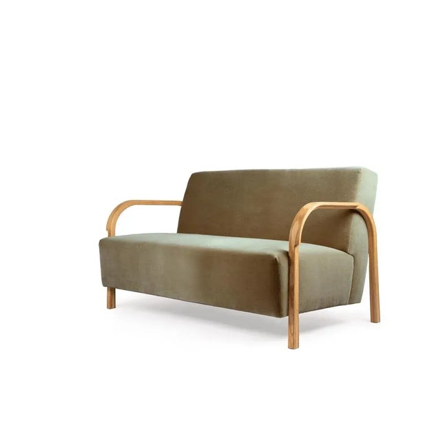 Daw/mohair & mcnutt arch 2 seater sofa by mazo design dimensions: w 128 x d 79 x h 76 cm materials: oak, textile also...