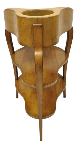 Early 20th Century French Country Provincial Biedermeier Cherry Marble Side Table Ice Bucket Holder
