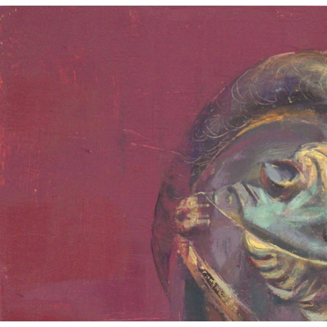 Figurative Basilisk by Elena Burykina | Oil on panel Sculpture of a mythical creature's head For Sale - Image 3 of 5