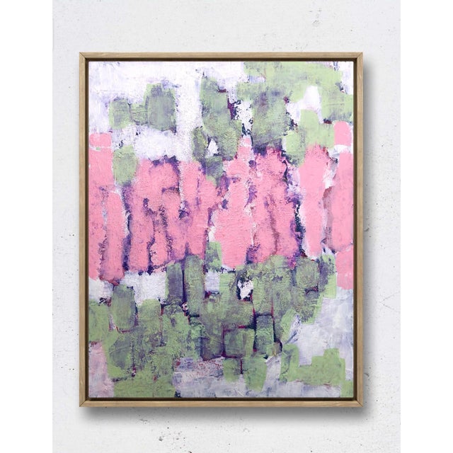 Celadon Contemporary Original Painting “Abstract in Celadon and Pink” by Auker For Sale - Image 8 of 8