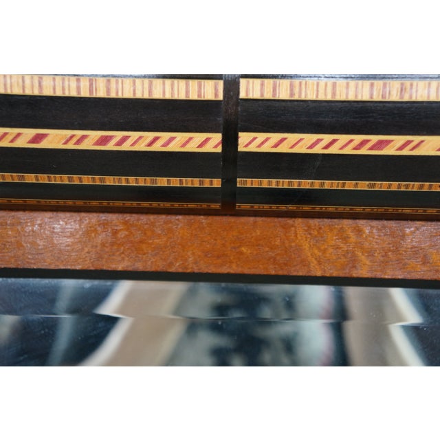 Large Neoclassical Style Ebonized & Burl Wood Wall Mirror With Marquetry Inlay For Sale - Image 9 of 12