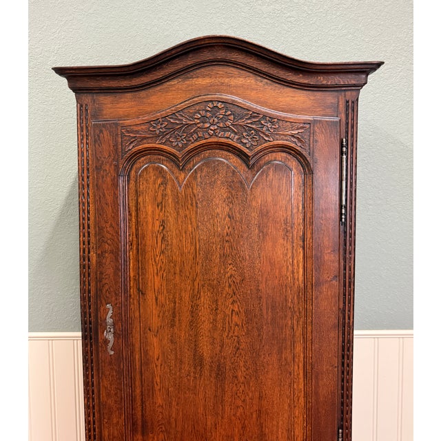 Antique French Louis XV Style Armoire Linen Cabinet Chest Bonnetiere Oak For Sale - Image 12 of 17