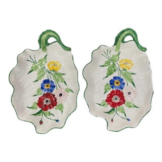 Pair Vintage Italian Hand Painted Decorative Bowls For Sale
