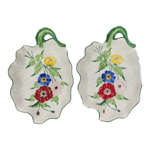 Pair Vintage Italian Hand Painted Decorative Bowls