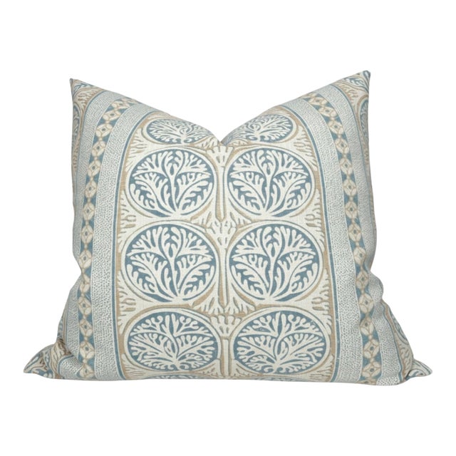 Thibaut Fair Isle Aqua Pillow Cover in Spa Blue, 22x22 Pillow For Sale