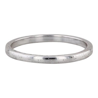 Wheat Etched Wedding Band 18k White Gold Size 8.5 Stackable Ring, Size 8.5 For Sale