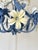 French Blue and White Tole Floral Cage 4-Light Chandelier, 1970s For Sale - Image 6 of 15