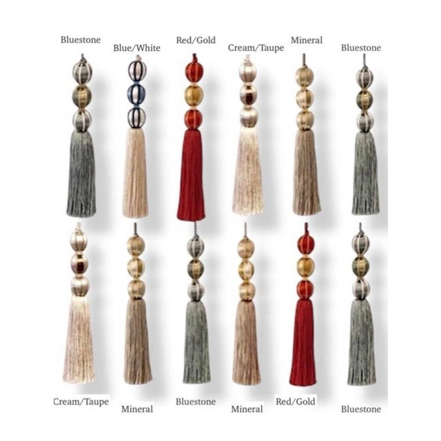 Beaded Satin Key Tassel in Color- Bluestone For Sale - Image 11 of 12