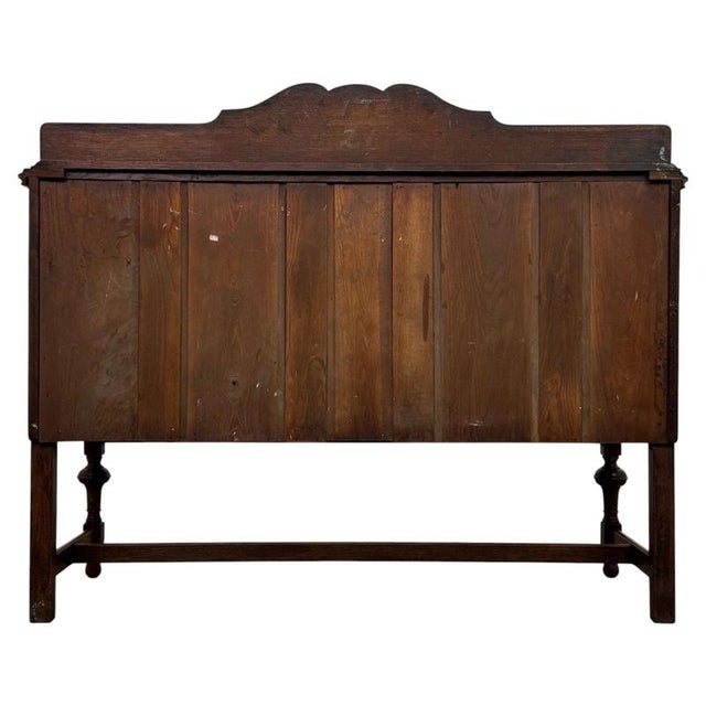 Antique English Edwardian Carved Oak Sideboard For Sale - Image 11 of 14