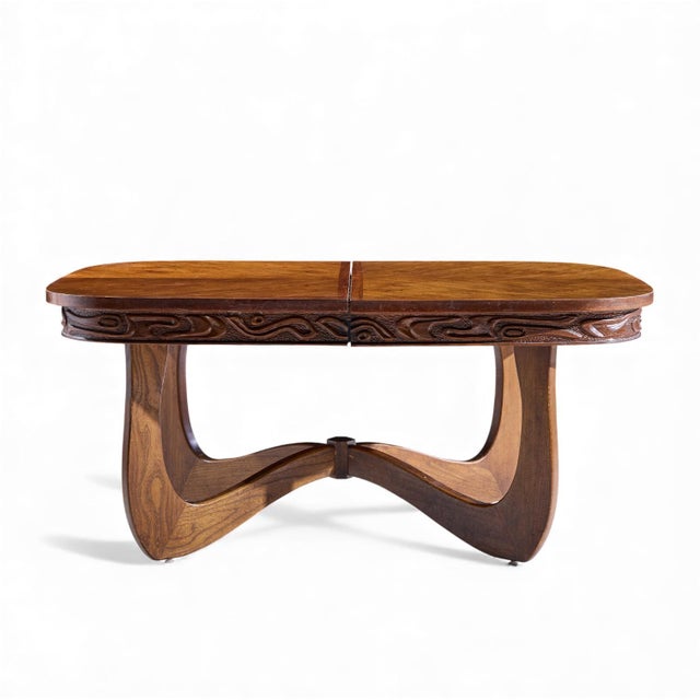 Wood Witco Style Pulaski Oceanic Mid Century Dining Table With 2 Leaves For Sale - Image 7 of 13