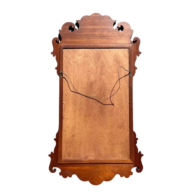 Wood Vintage Chippendale Style Mahogany Mirror With Beveled Glass For Sale - Image 7 of 8