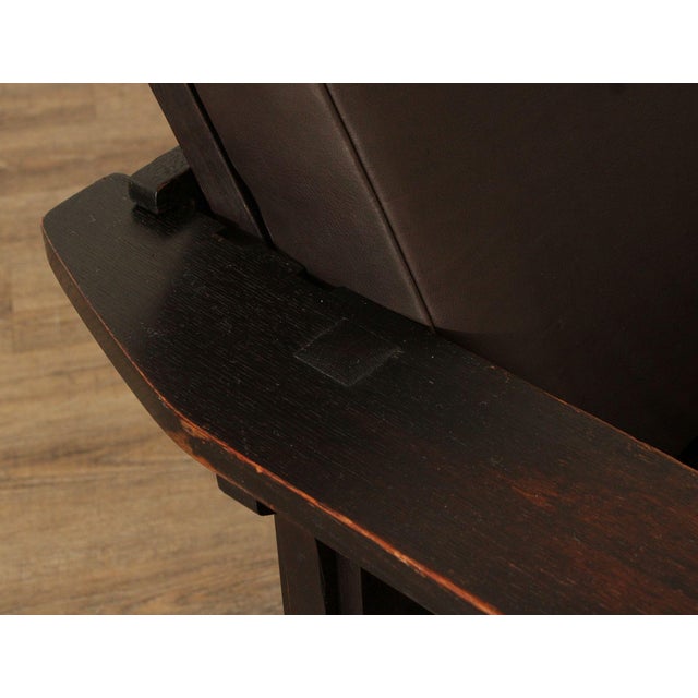 L & JG Stickley Antique Mission Oak and Leather Morris Chair For Sale - Image 12 of 18