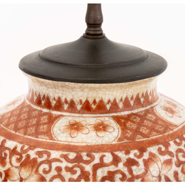 Mid 20th Century Chinese Porcelain Ginger Jar Mounted as a Lamp For Sale - Image 5 of 8