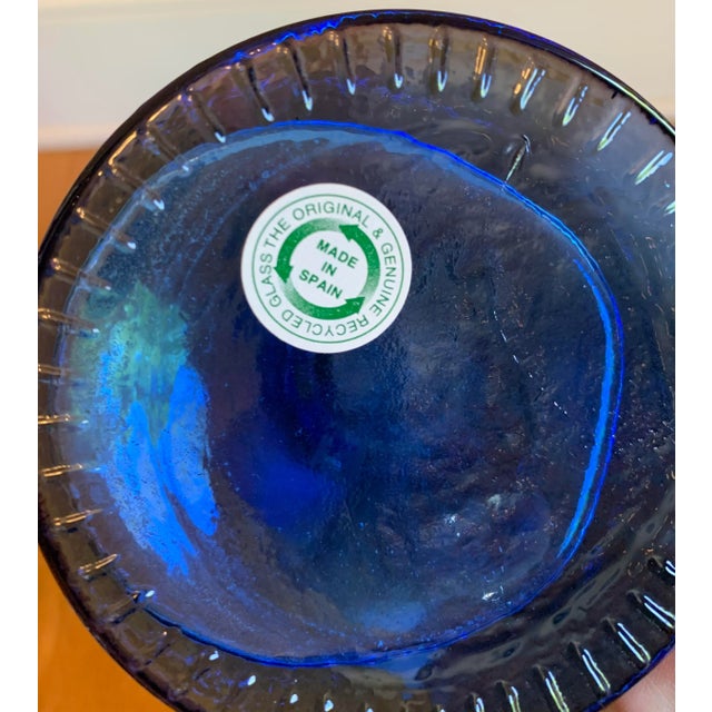 Blue 1990s Vintage Spanish Blue Glass Candlesticks, Set of 2 For Sale - Image 8 of 9