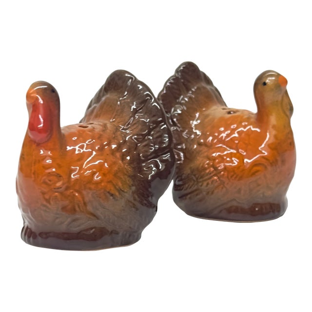 Mid-Century Ceramic Turkey Salt and Pepper Shakers - Set of 2 For Sale