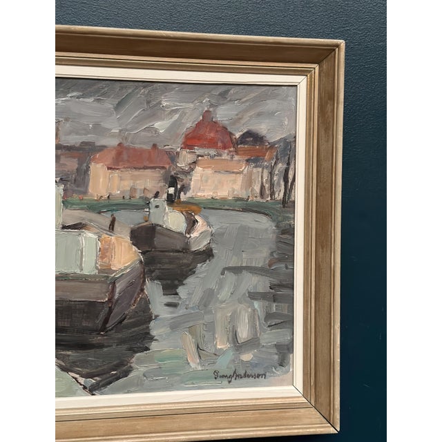 Georg Andersson, Harbour, 1960s, Oil Painting on Canvas, Framed For Sale - Image 5 of 12