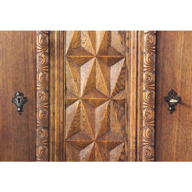 Vintage Baroque Brutalist Danish Oak Cabinet, 1960s For Sale - Image 4 of 18