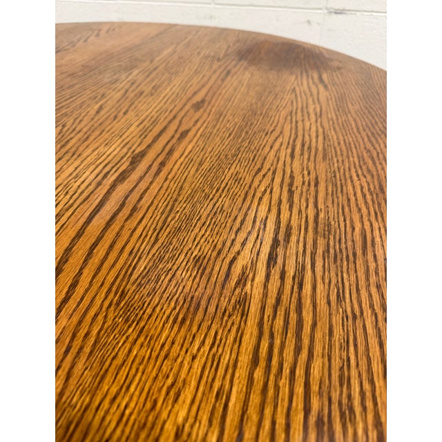 Vintage 48 Inch Round Quarter Sawn Oak Lion Paw Claw Foot Pedestal Dining Table For Sale - Image 14 of 16