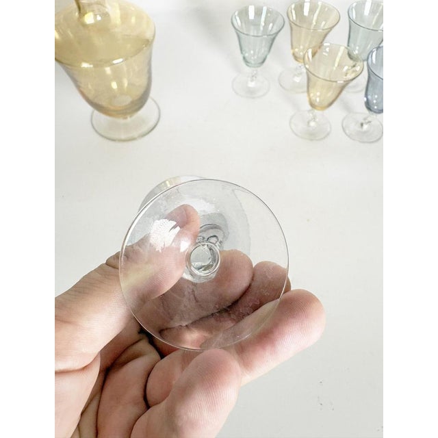 1960s Decanter Canister with Colored Glasses, France, 1960s, Set of 9 For Sale - Image 5 of 12