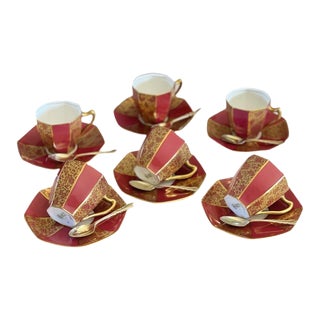 1930s Traveling Picnic Boxed Tea Set Sterling Spoons Mappin & Webb & Royal Doulton- 19 Pieces For Sale