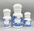 Victorian 1970's Set of 3 Belgian White Milk Glass Apothecary Jars With Blue Transferware Equestrian Scenes – Victorian / English Country For Sale - Image 3 of 12