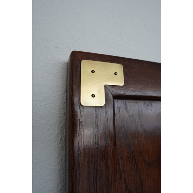Brown Vintage Henredon Campaign-Style Queen Headboard For Sale - Image 8 of 10