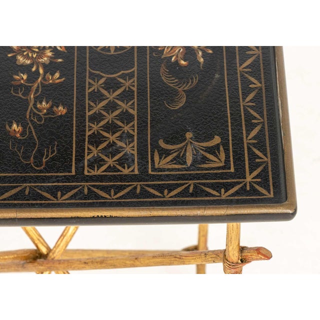 Late 20th Century Maison Jansen Style Brass Faux Bamboo Side Table For Sale - Image 5 of 7