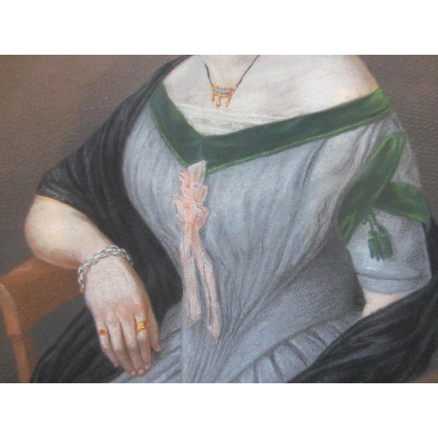 G L Lewin Pastel Gouache Portrait Signed Circa 1848 Rococo Gilt Frame For Sale In Los Angeles - Image 6 of 14