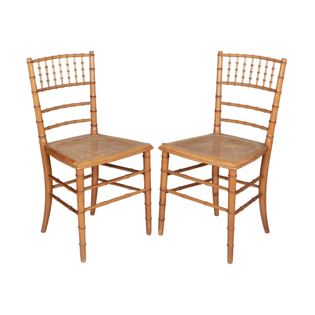 Pair of French Faux Bamboo Chairs For Sale
